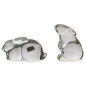 (2 PC) BACCARAT CRYSTAL RABBIT