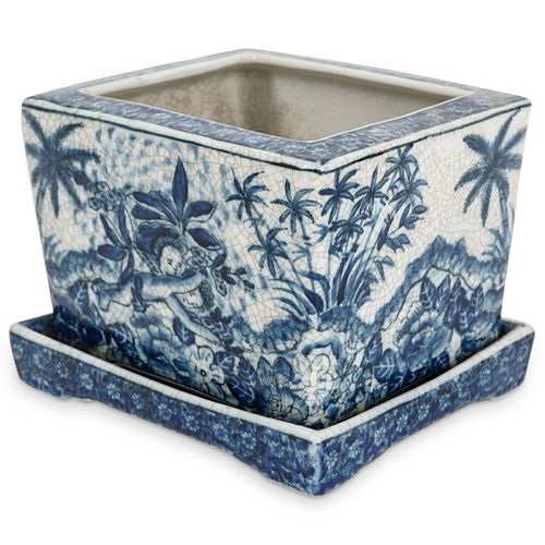 (2 PC) BLUE AND WHITE PORCELAIN