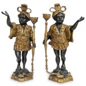 (2 PC) BRONZE BLACKAMOOR CANDL