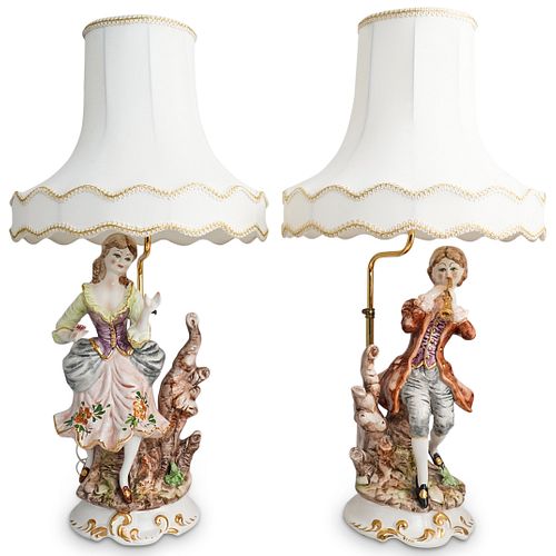 (2 PC) CAPODIMONTE PORCELAIN