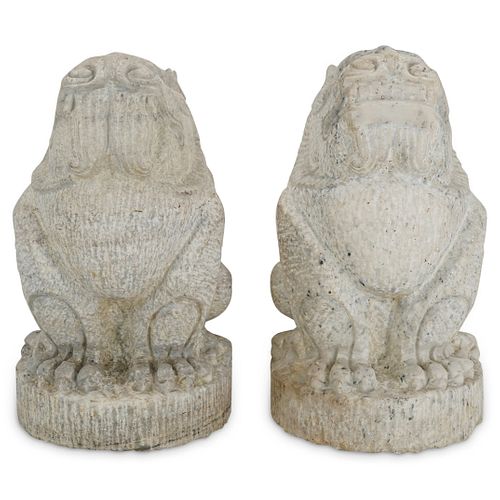 (2 PC) CARVED GRANITE FOO