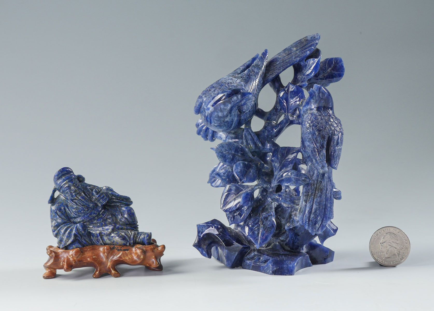 2 PC. CHINESE CARVED LAPIS