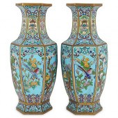 (2 PC) CHINESE CLOISONNE HEXAG