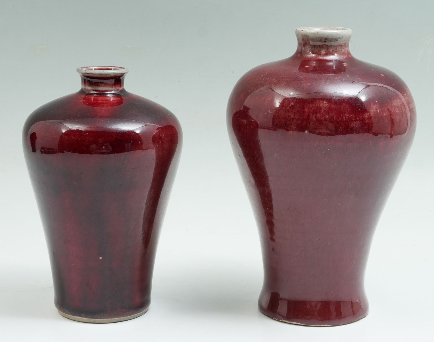 2 PC. CHINESE OX BLOOD MEIPING