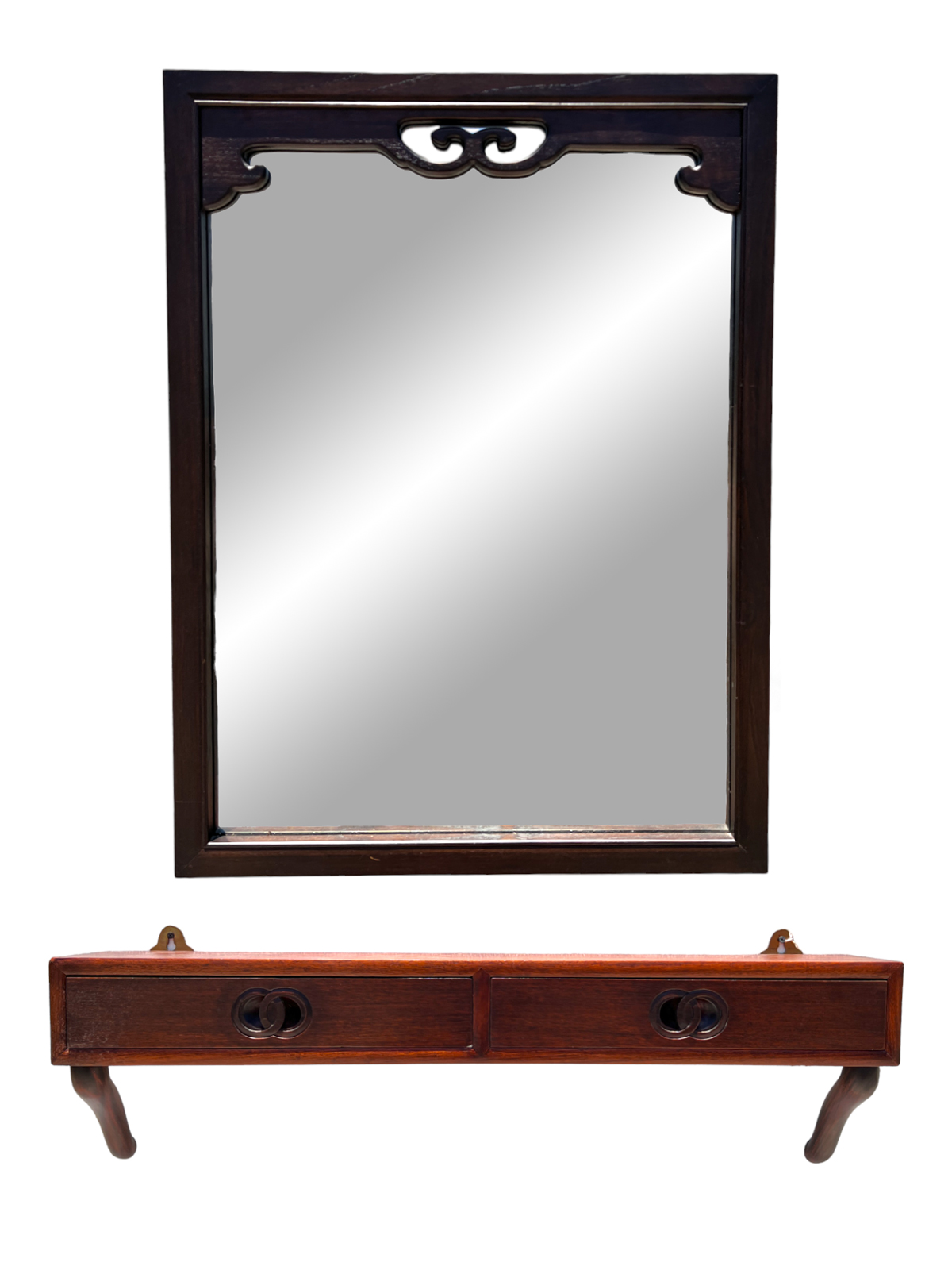 2 PC. CHINESE ROSEWOOD WALL SHELF &