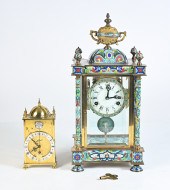 2 PC. CLOISONNE CLOCK & TEMPUS
