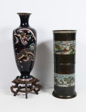 2 PC. CLOISONNE VASE & CHAMPLE