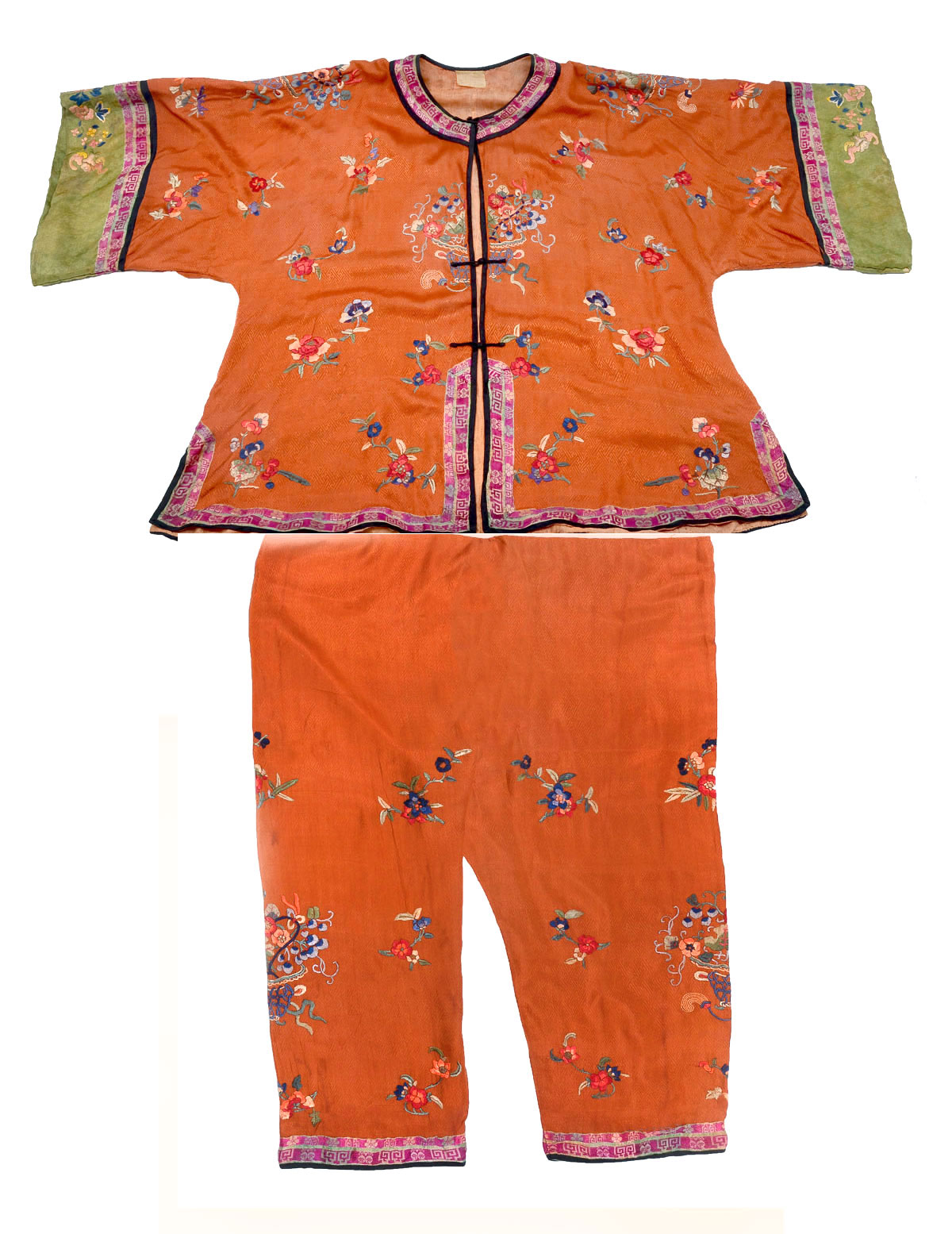 2 PC. COPPER CHINESE SILK ROBE