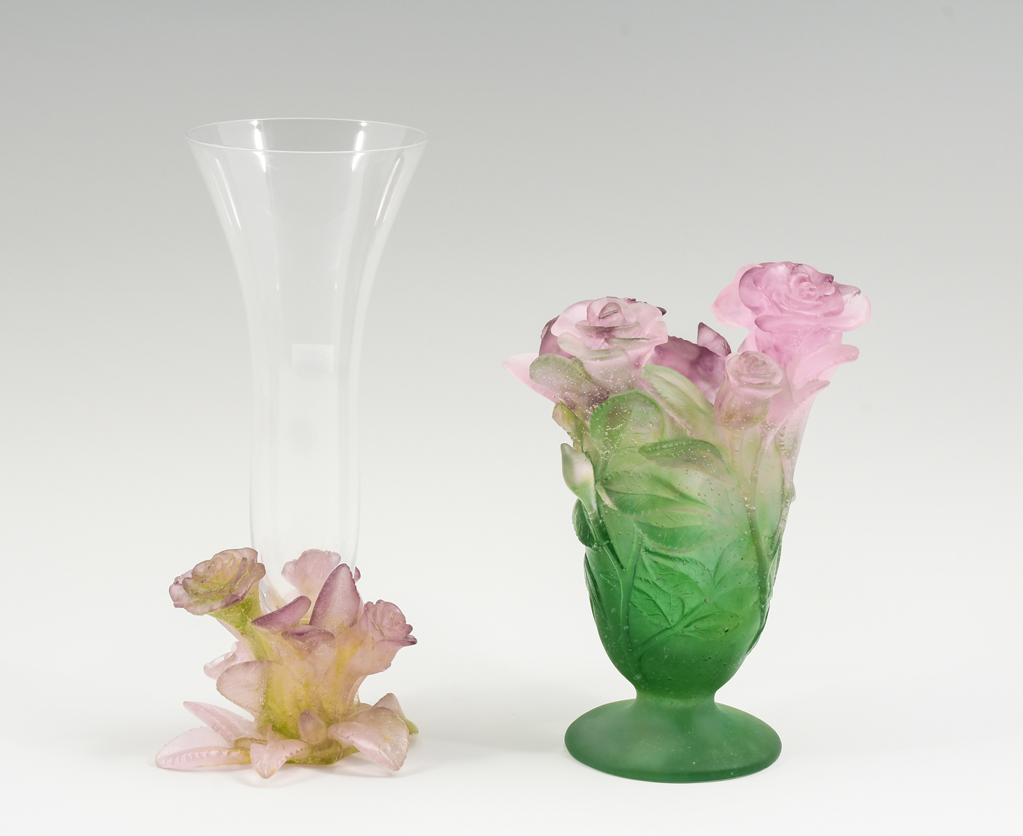 2-PC. DAUM PATE DE VERRE CRYSTAL