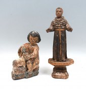 2 PC. EARLY CARVED AND PAINTED