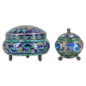 (2 PC) ENAMELED SILVER PILL BO
