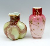 2 PC. ENAMELED VICTORIAN VASEL
