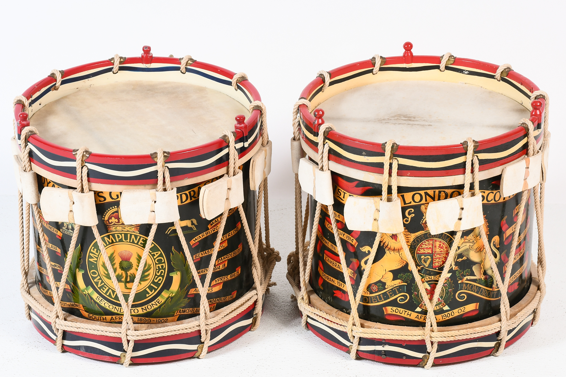 2 PC. ENGLISH REGIMENTAL DRUMS: Two