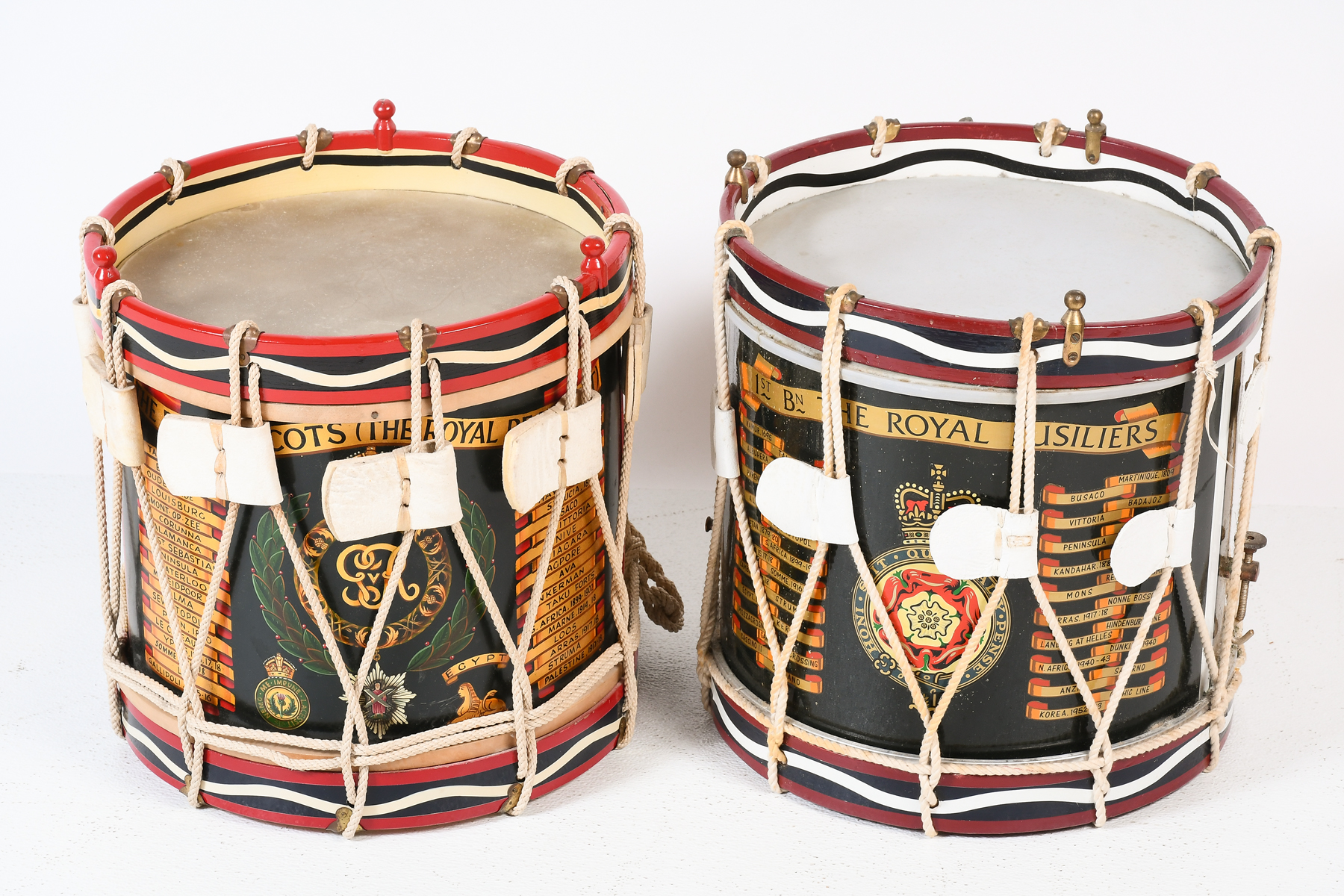2 PC. ENGLISH REGIMENTAL DRUMS: Two