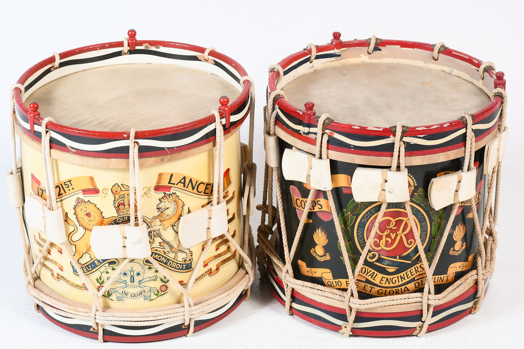2 PC. ENGLISH REGIMENTAL DRUMS: Two