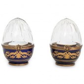 (2 PC) FABERGE GLASS AND ENAME