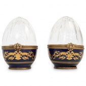 (2 PC) FABERGE GLASS AND ENAME