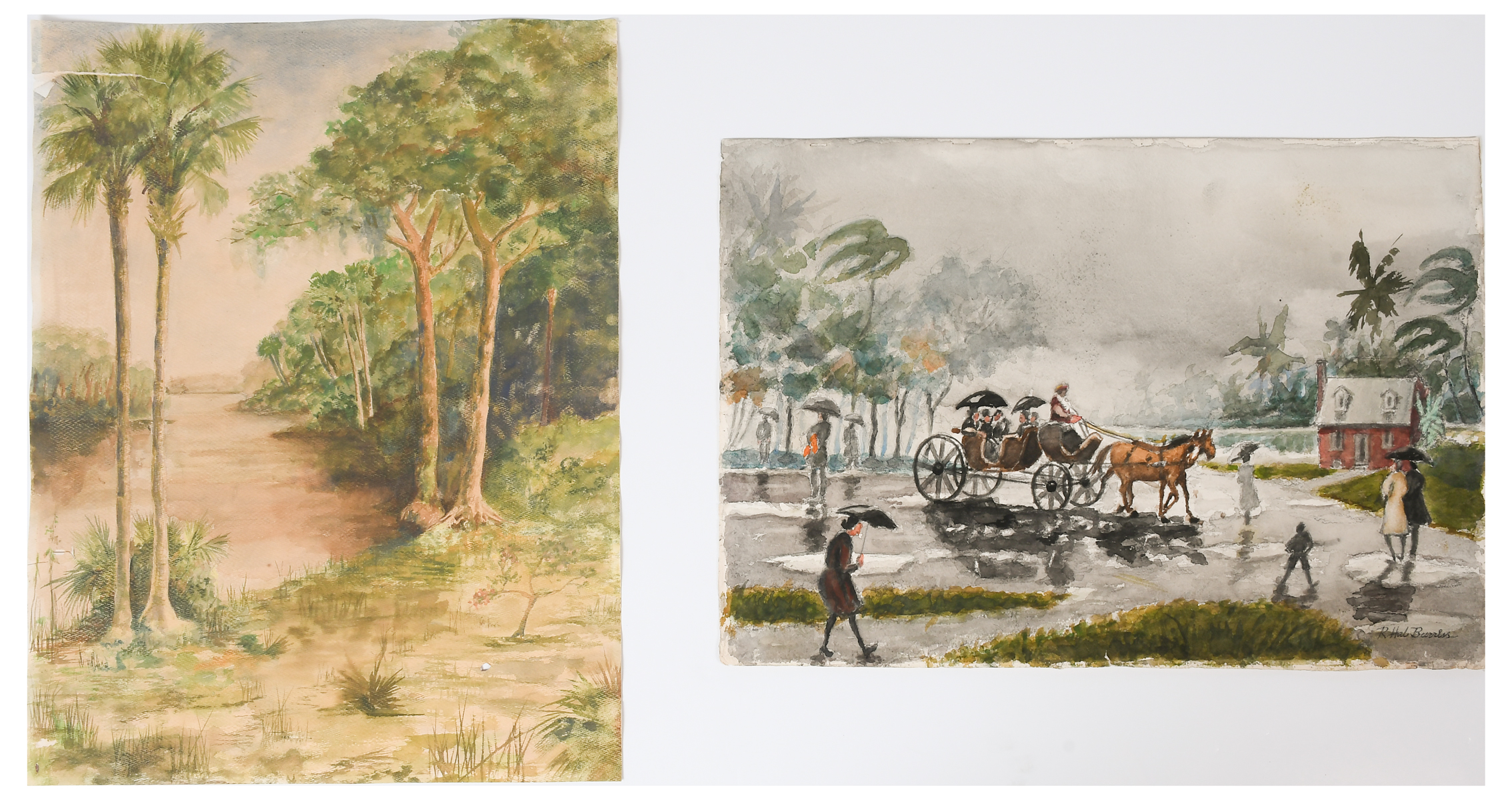 2 PC. FLORIDA ART LOT: 1) R. Hal