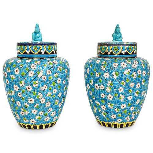 (2 PC) FRENCH FAIENCE EMAUX DE