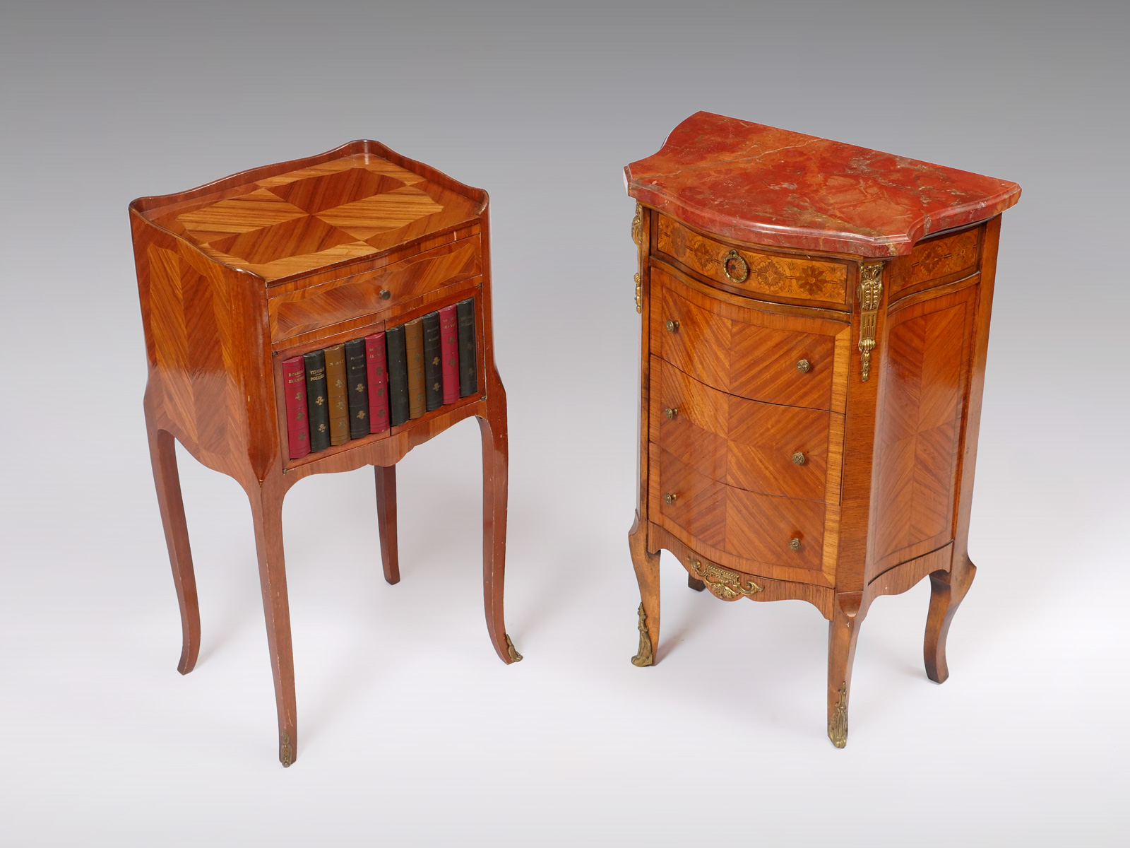 2 PC FRENCH FAUX BOOK TABLE AND