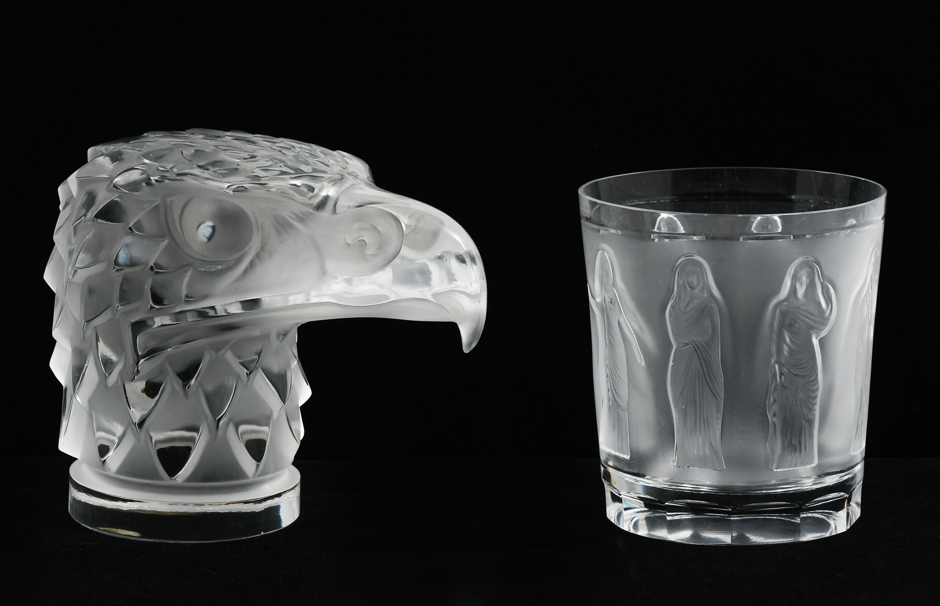 2 PC. FRENCH LALIQUE CRYSTAL: