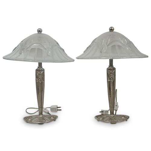 (2 PC) GEORGES LELEU STYLE ART DECO