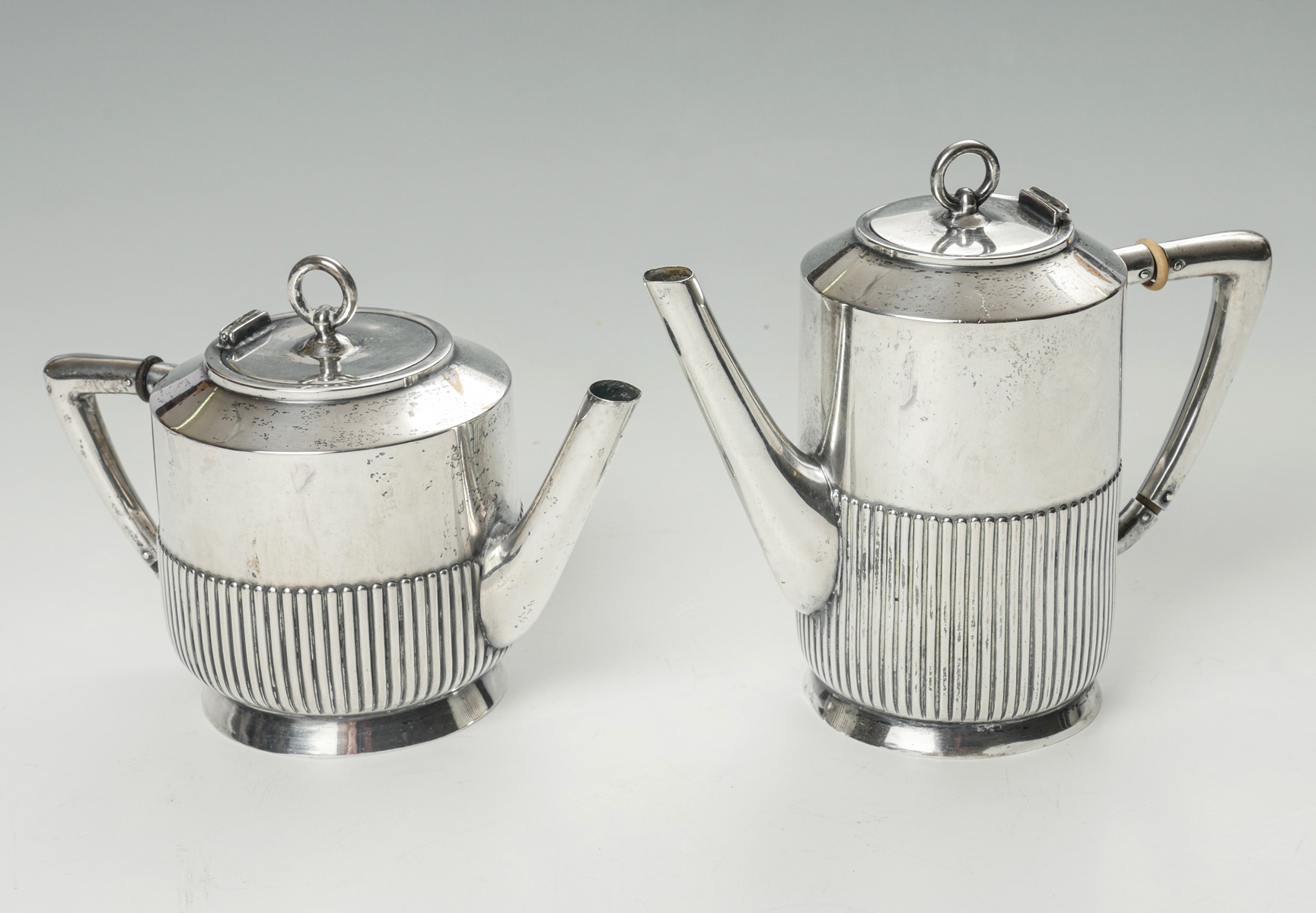 2 PC. GERMAN SILVER TEAPOTS: