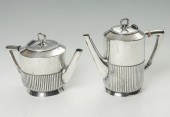 2 PC. GERMAN SILVER TEAPOTS: A