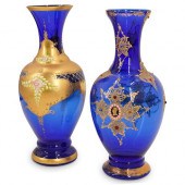 (2 PC) GILDED ENAMEL COBALT GL