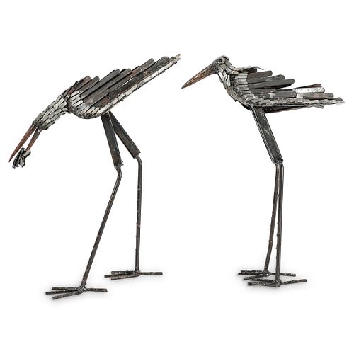 (2 PC) GLAZED METAL BIRD