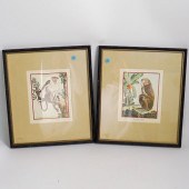 (2 PC) HAND COLORED FRENCH ART