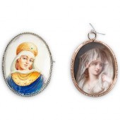 (2 PC) HAND PAINTED EUROPEAN C