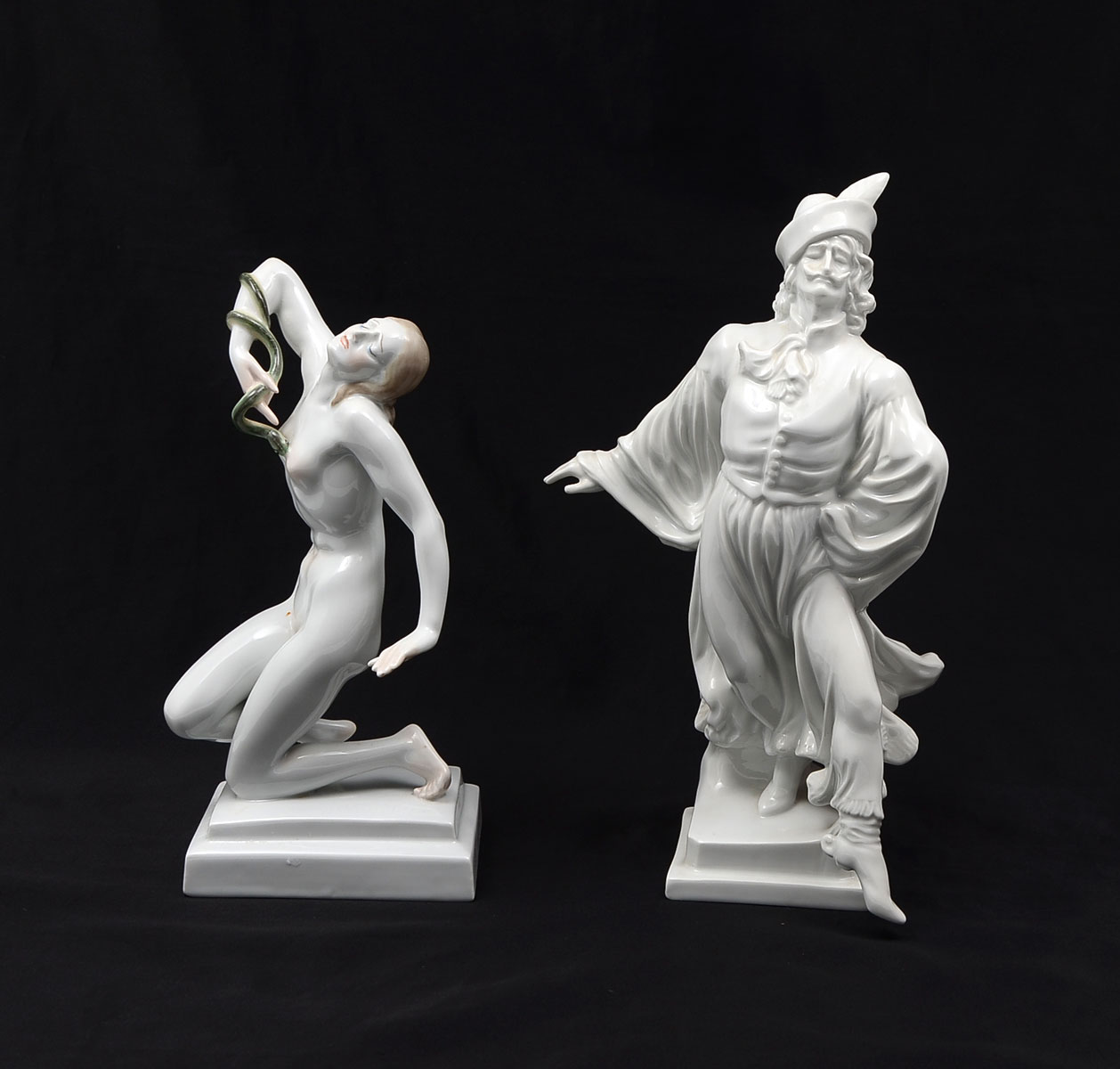 2 PC. HEREND CLEOPATRA WITH SNAKE &