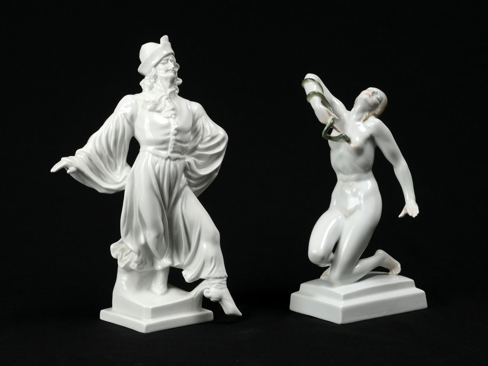 2 PC. HEREND CLEOPATRA WITH SNAKE &
