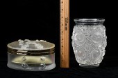 2 PC. LALIQUE CRYSTAL VASE & D