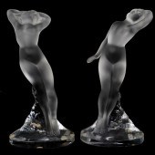 (2 PC) LALIQUE "DANSEUSE" CRYS