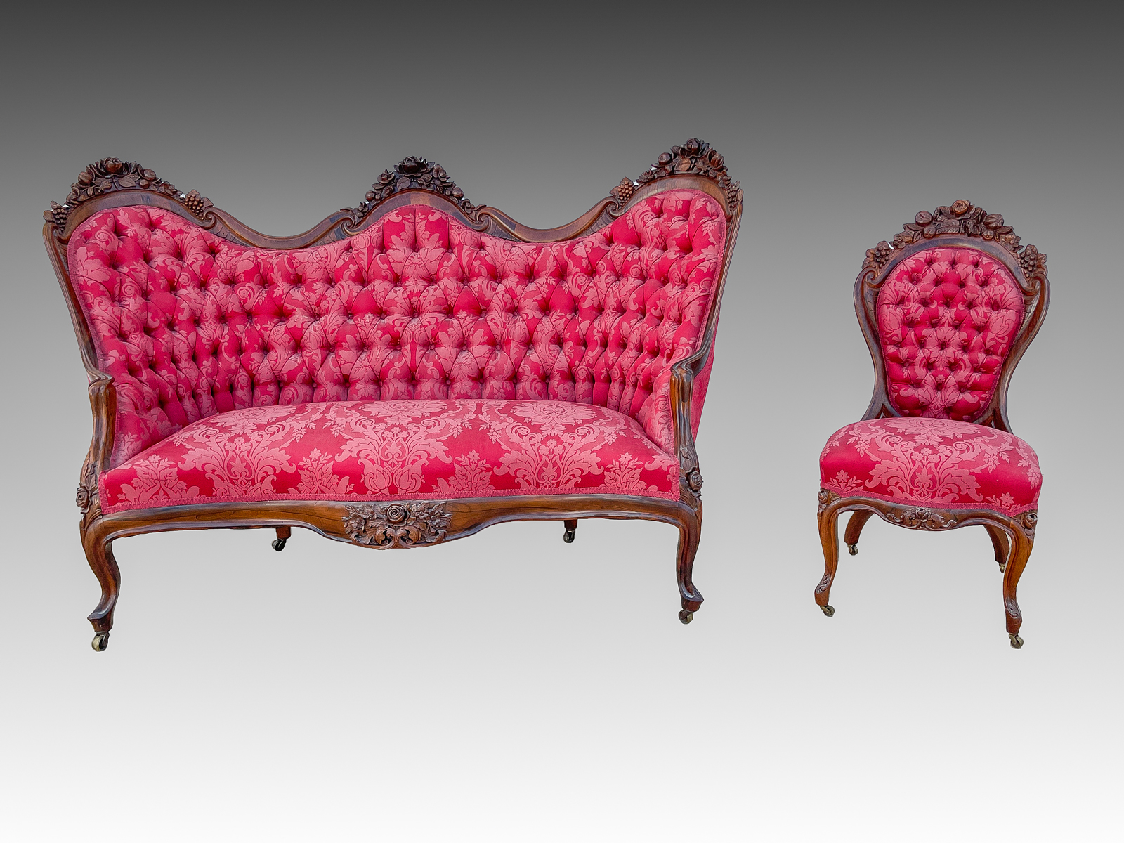 2 PC. LAMINATED ROSEWOOD CHAIR &