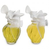 (2 PC) LARGE LALIQUE CRYSTAL L