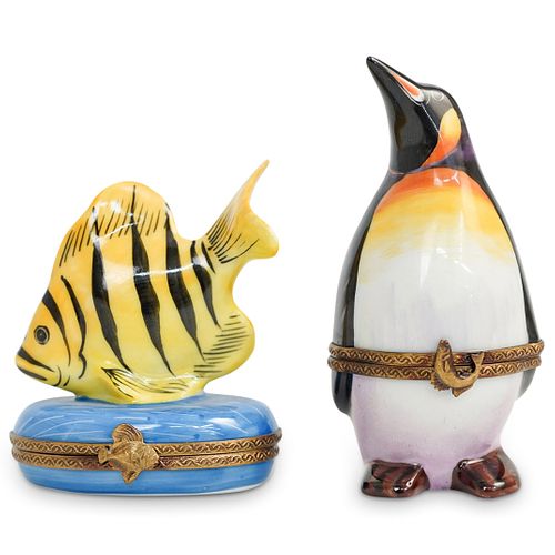 (2 PC) LIMOGES PORCELAIN ANIMAL