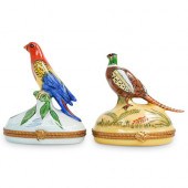 (2 PC) LIMOGES PORCELAIN BIRD