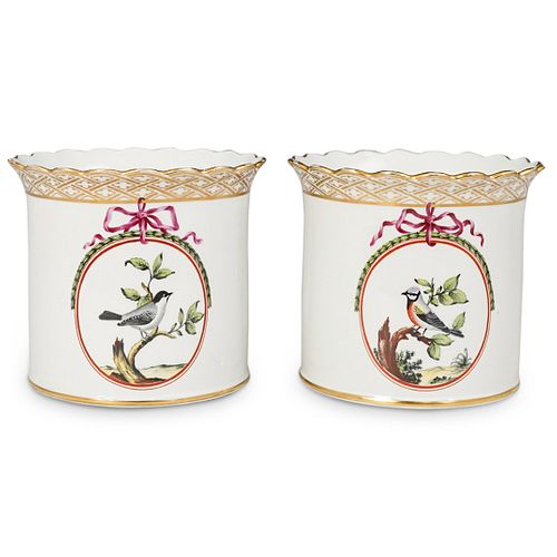 (2 PC) LIMOGES PORCELAIN CACHEPOT