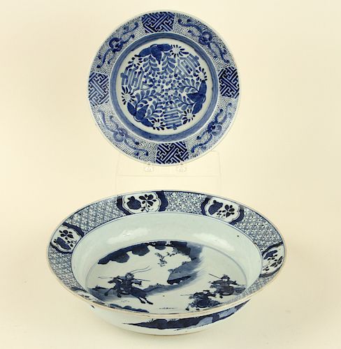 2 PC. LOT 19TH C. CHINESE BLUE &