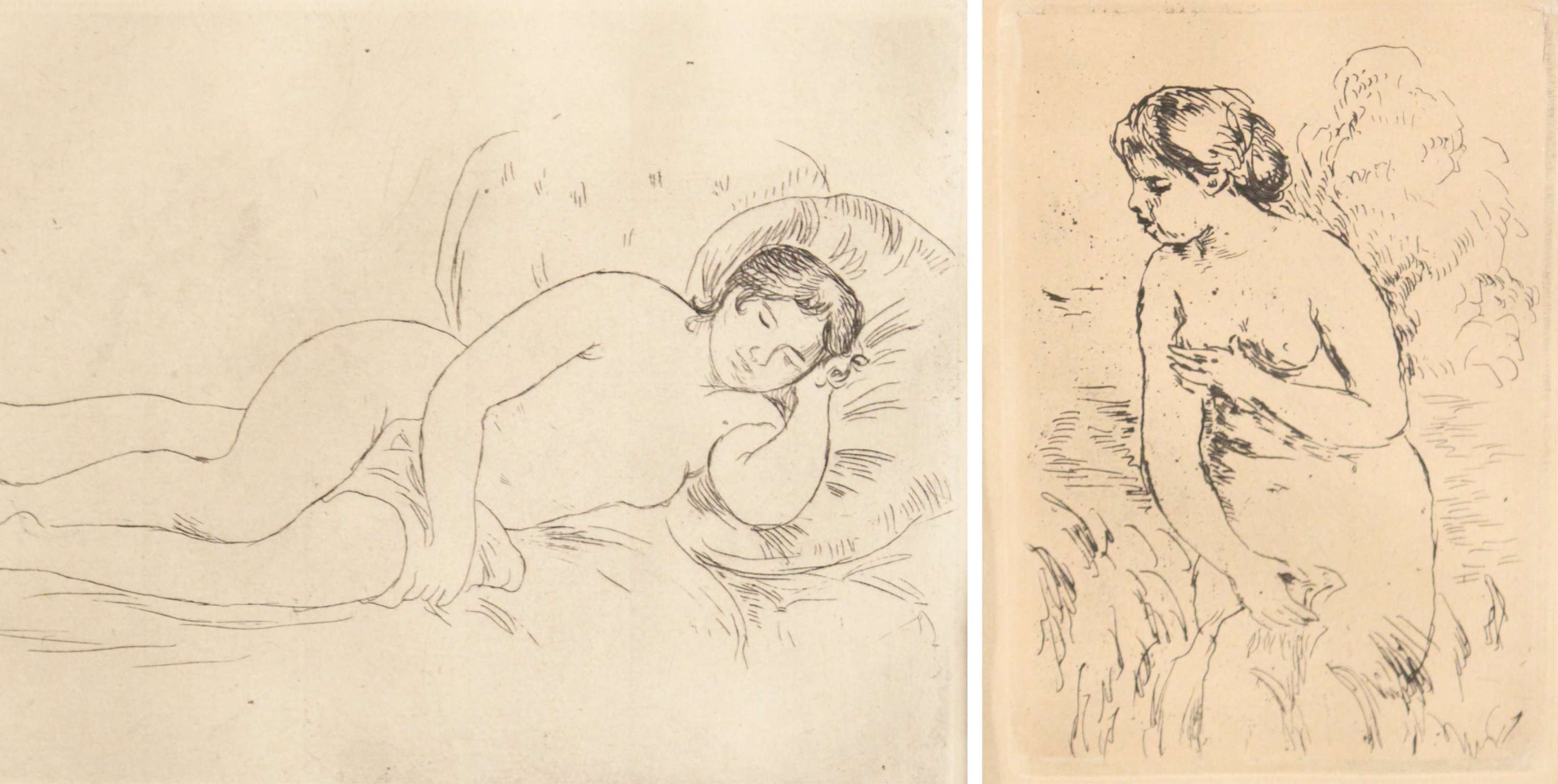 2 PC. LOT OF ETCHINGS, INCL.