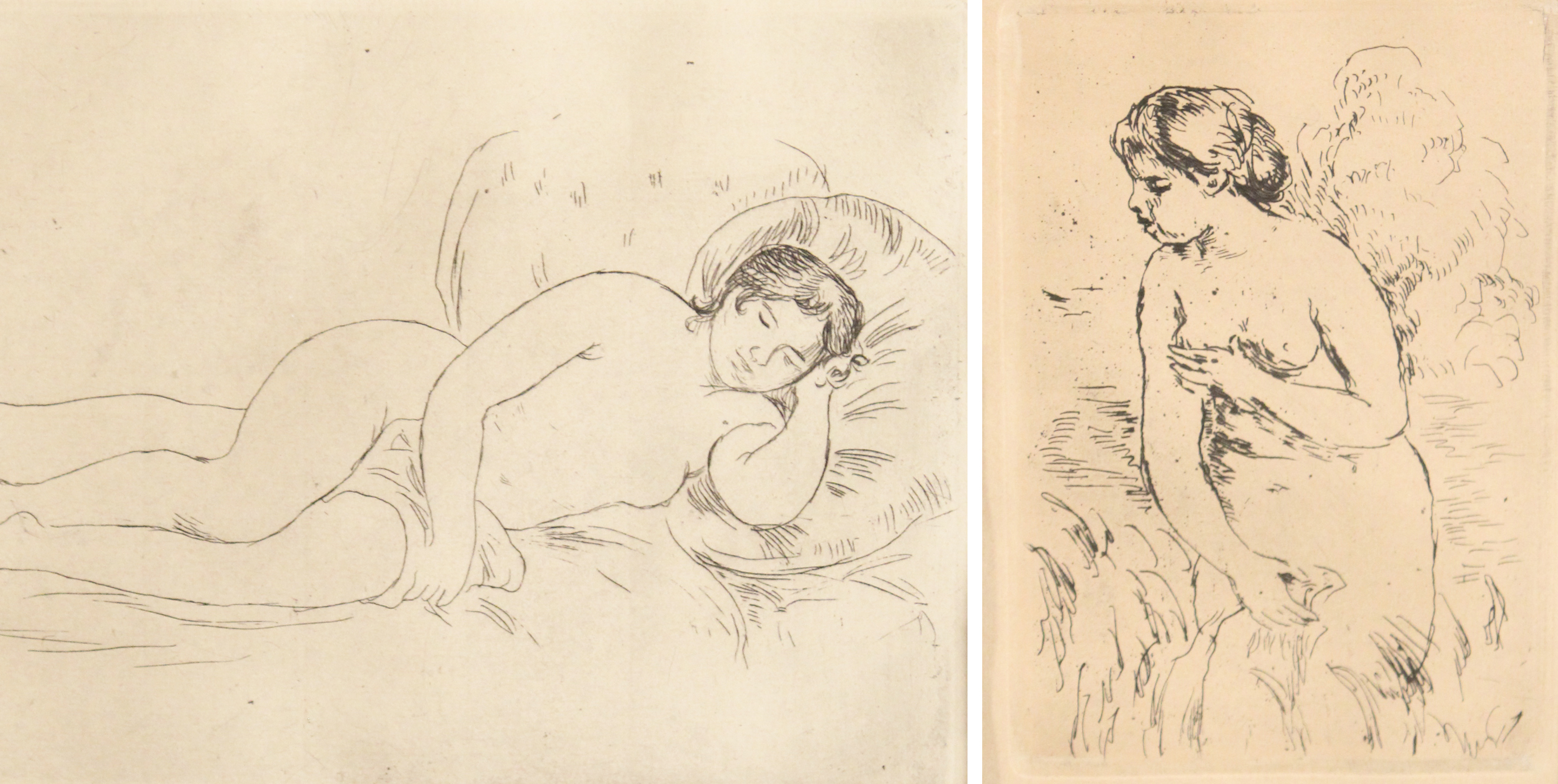 2 PC. LOT OF ETCHINGS, INCL.