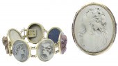 2 PC. LOT OF LAVA CAMEO JEWELR