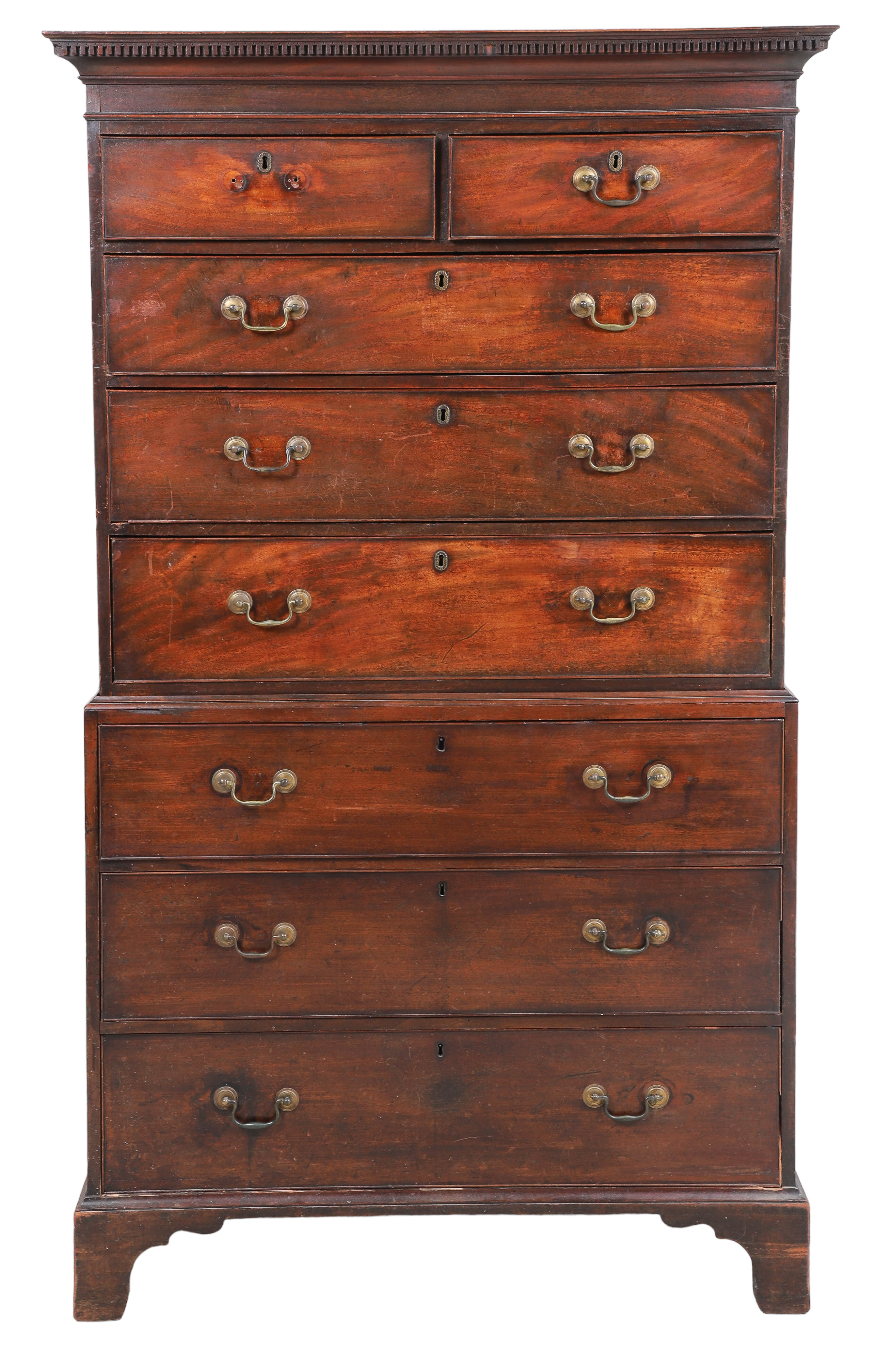 2-pc mahogany high chest, top