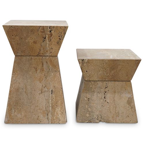 (2 PC) MARBLE STONE GEOMETRIC