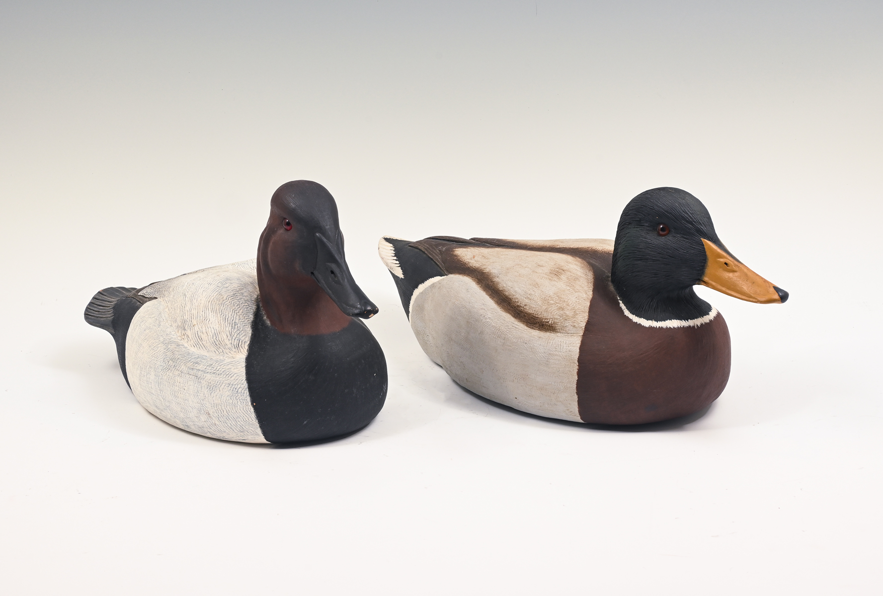 2 PC. MARK A. DAISEY CARVED DECOYS: