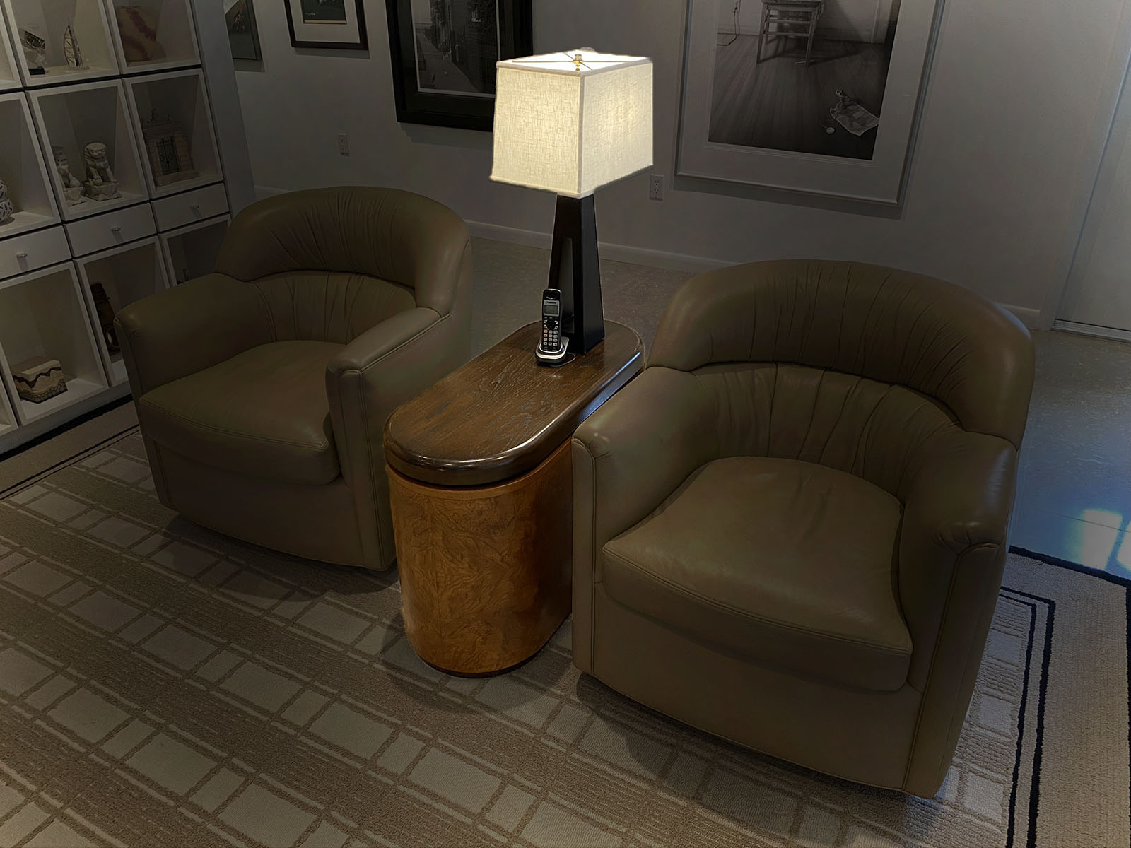 2 PC. MCM LAMP AND OVAL MAHOGANY