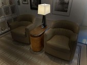 2 PC. MCM LAMP AND OVAL MAHOGA